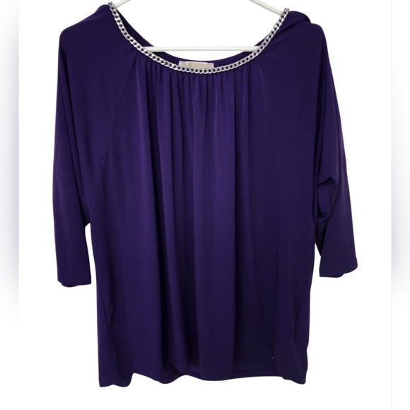 Michael Kors Purple Women's Top with Embellished Neckline With Open Shoulder - Picture 1 of 3